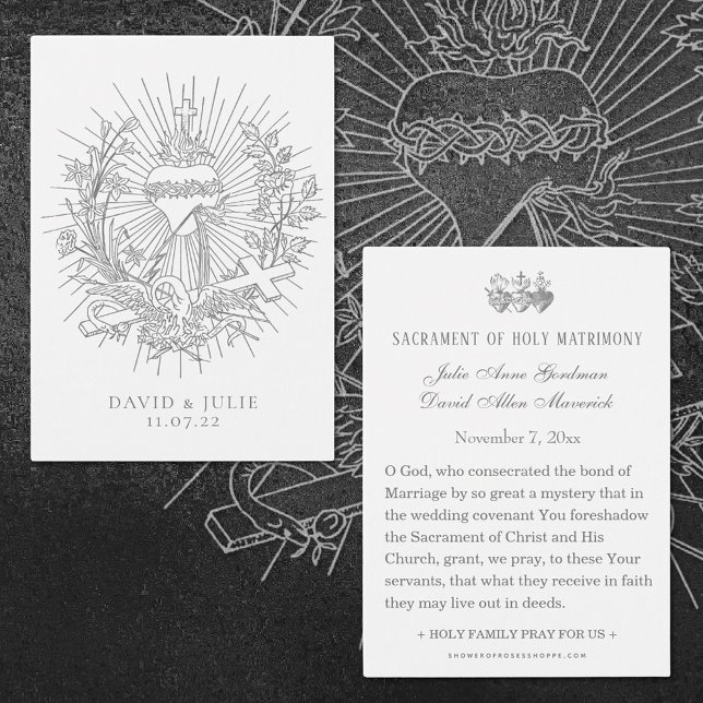 Carte de prière Mariage catholique Sacré-Coeur (Catholic Wedding Prayer card of the Sacred Heart of Jesus)