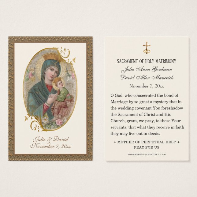 Carte de prière Mariage de Virgin Mary Jesus (Devant & derrière)