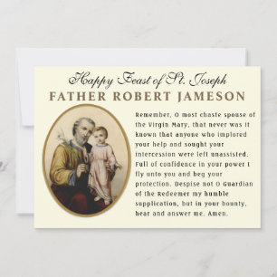 Carte de prière Memorare de la fête de Saint Josep