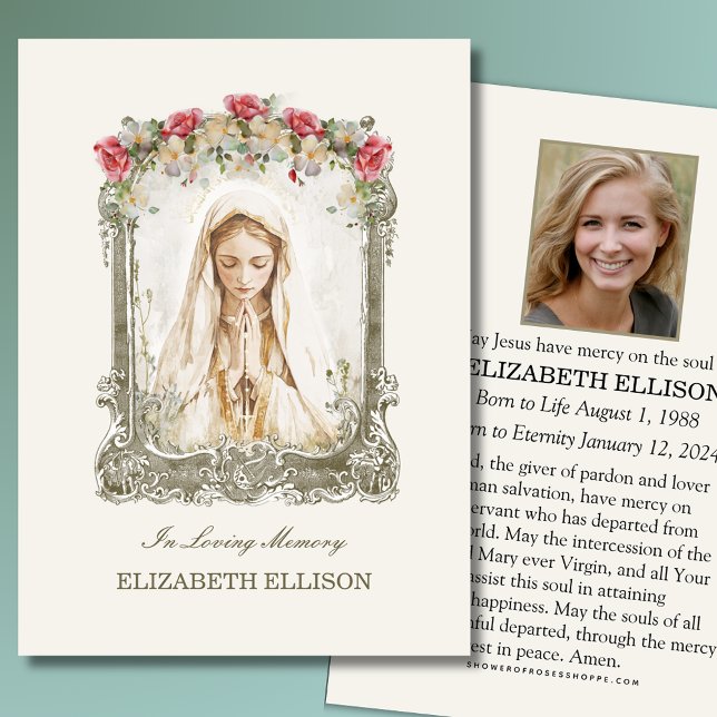 Carte de prière Mémorial catholique Marie (Créateur téléchargé)