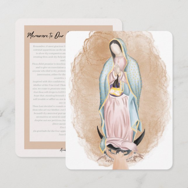 Carte de prière Notre Dame de Guadalupe - 10 pack (Devant / Derrière)