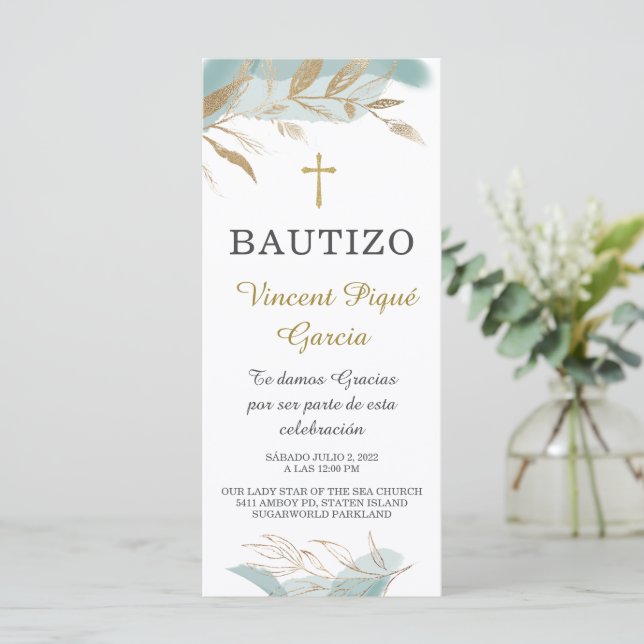 Carte de prière Oraciones Cortas Bautizo Tarjeta (Debout devant)