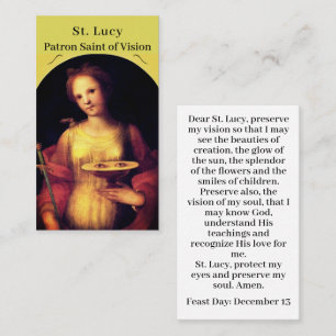 Carte de prière personnalisable Saint Lucy