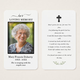 Carte de prière photo en mémoire d'amour