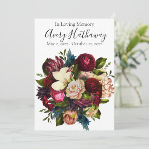 Carte de prière photo Fleur Rouge Sympathie funéra