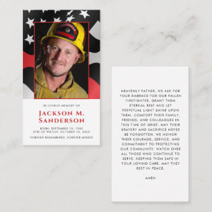 Carte de prière photo Memorial Red Line Firefighte