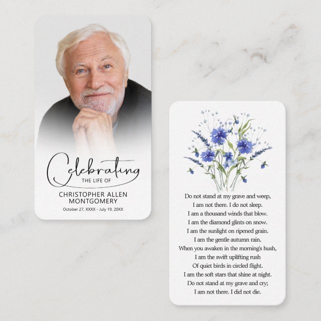 Carte de prière photo pour célébrer la vie (Devant / Derrière)