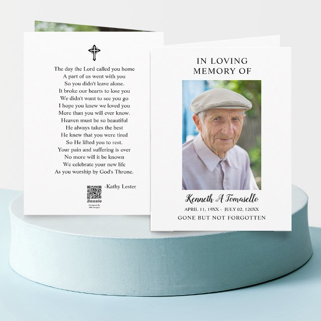 Carte de prière pliée avec photo simple de mémoria (Simple Funeral Memorial Photo Folder Prayer Card)