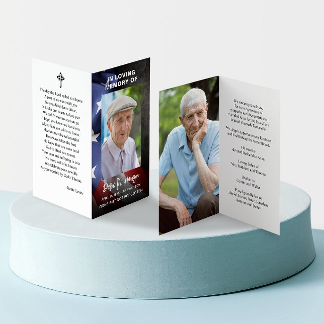 Carte de prière pliée du drapeau américain (US Flag Funeral Memorial Photo Folder Prayer Card)