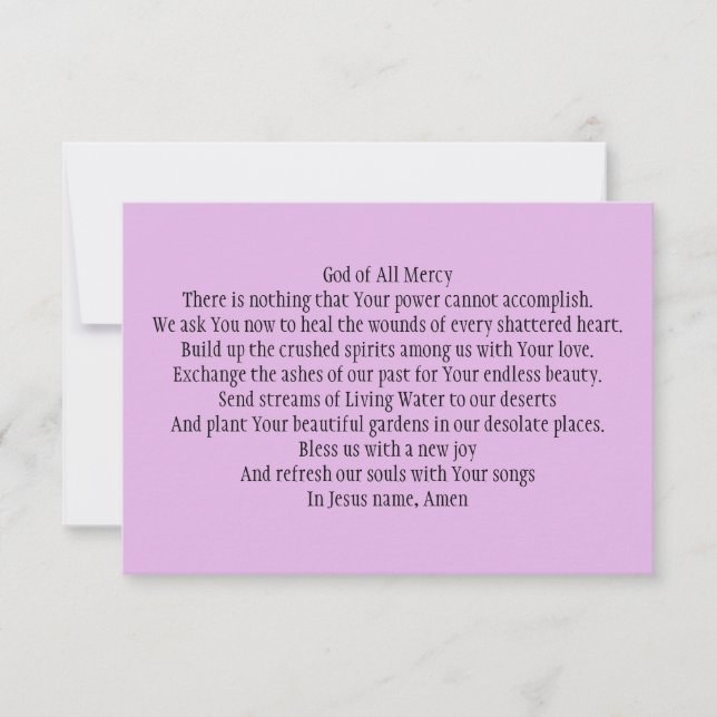 Carte de prière pour la guérison des coeurs brisés (Devant)