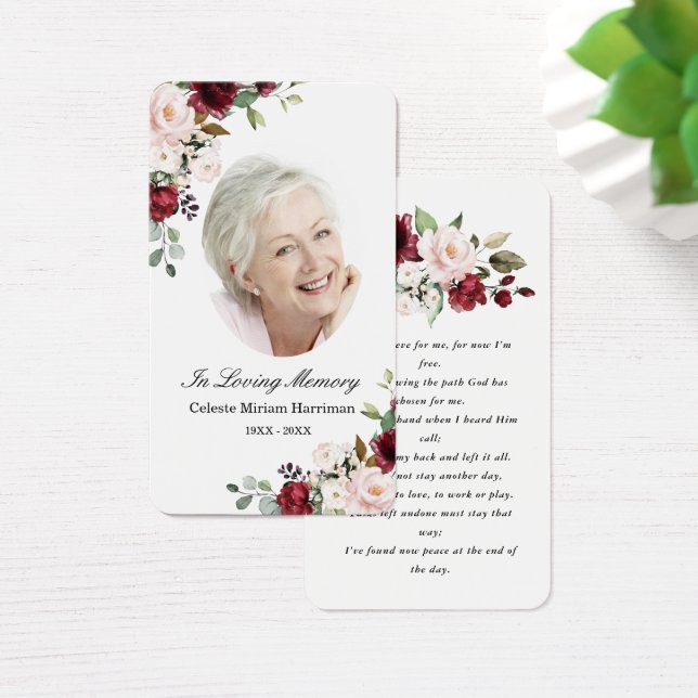 Carte de prière pour la photo florale rose rouge (Bureau)