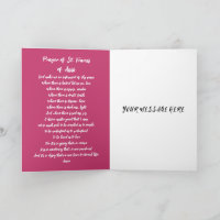 Carte de prière pour les condoléances du coeur