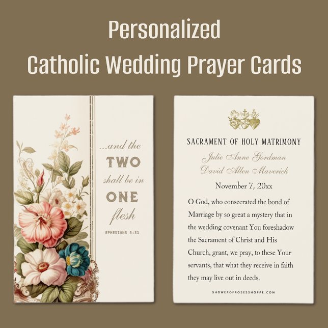 Carte de prière pour les écritures Mariages cathol (Easy to Personalize Catholic Wedding Prayer Cards)