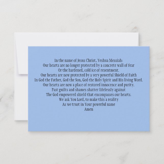 Carte de prière : Pour renforcer nos boucliers de  (Devant)