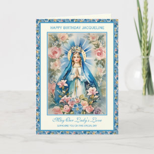 Carte de prière religieuse bénie Marie florale Ros