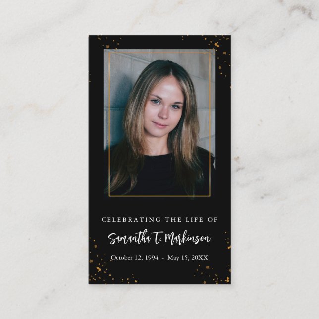 Carte de prière simple et moderne avec cadre doré (Devant)