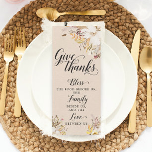 Carte de prière Thanksgiving rustique Décor de tab