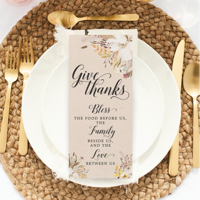 Carte de prière Thanksgiving rustique Décor de tab (Créateur téléchargé)