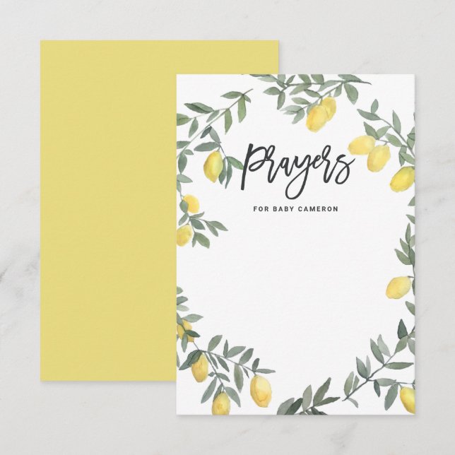 Carte de prières de Baby shower de couronnes de ci (Devant / Derrière)