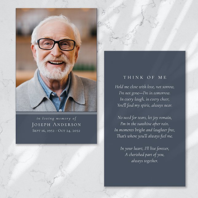 Carte de prières funéraires Blue Simple Modern Pho (Créateur téléchargé)