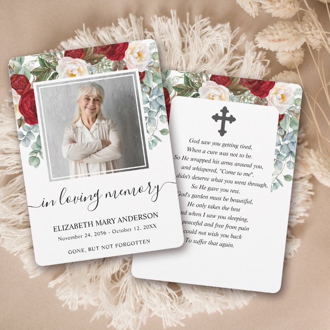 Carte de prières funéraires couleur rose rouge (Créateur téléchargé)