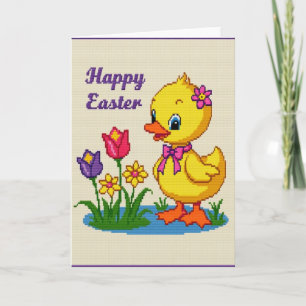 Carte de printemps mignonne avec poussin heureux