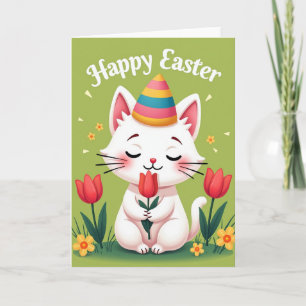 Carte de printemps Tulipe Chat Mignon