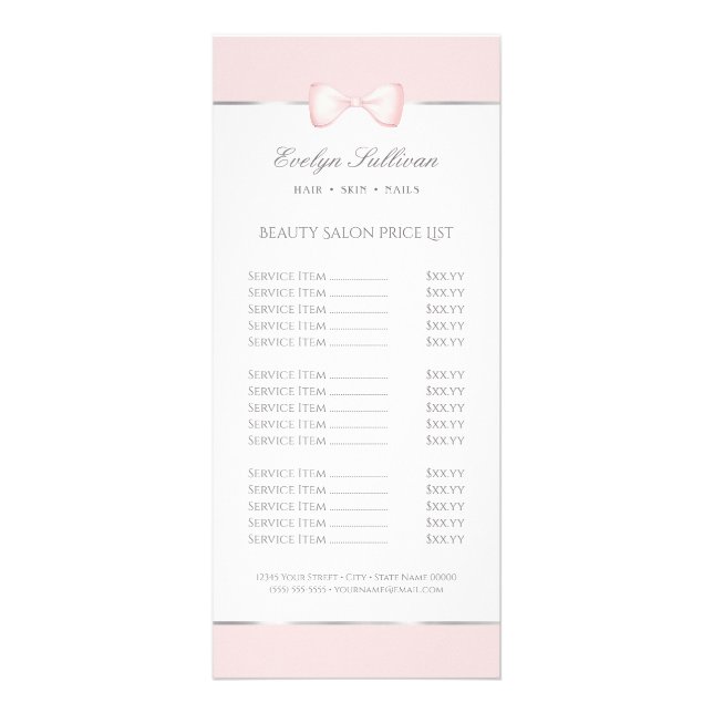 Carte de prix de l'arc rose Coquette (Devant)