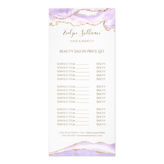 carte de prix rack lavender violet aget (Devant)