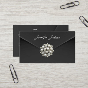 Carte de profil Business Black Velvet Pearl Jewel