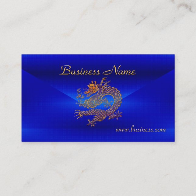 Carte de profil Business Blue Gold Dragon 2 (Devant)