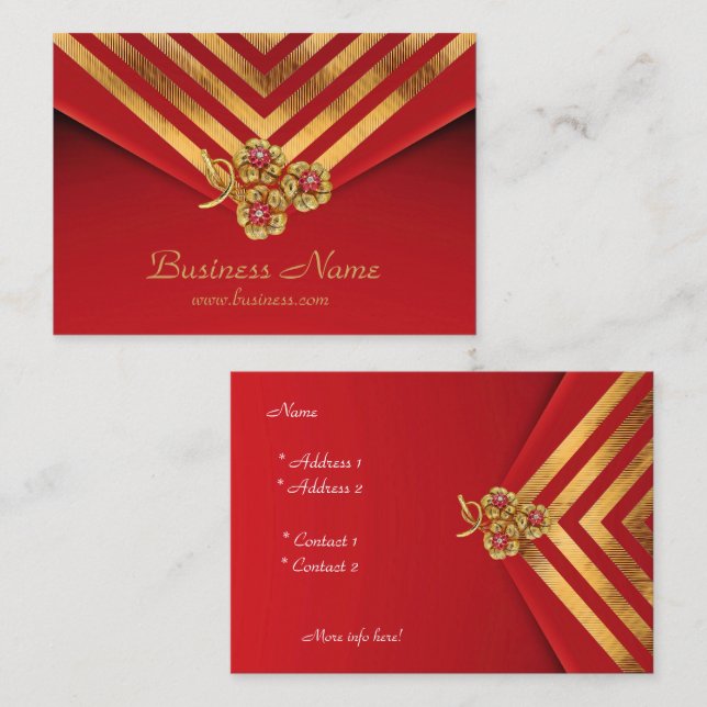 Carte de profil Business Gold Stripe Rouge Velvet  (Devant / Derrière)