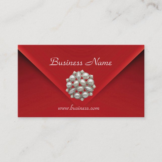Carte de profil Business Rich Red Velvet Pearls (Devant)