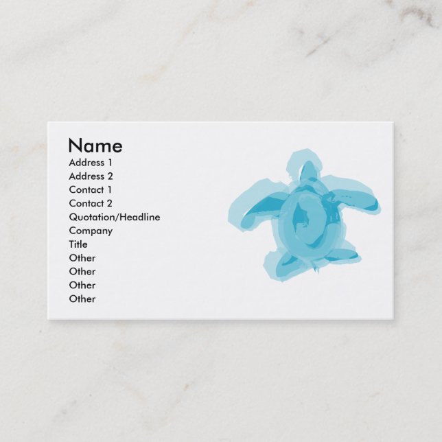 Carte de profil de tortue d'aquarelle (Devant)