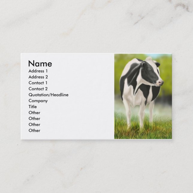 Carte de profil de vache du Holstein (Devant)