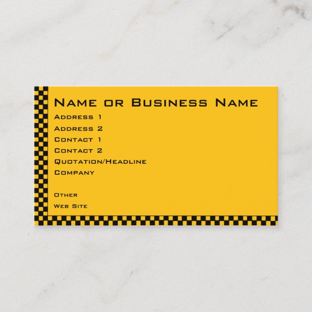 Carte de profil d'entreprise de service de taxi ou (Devant)