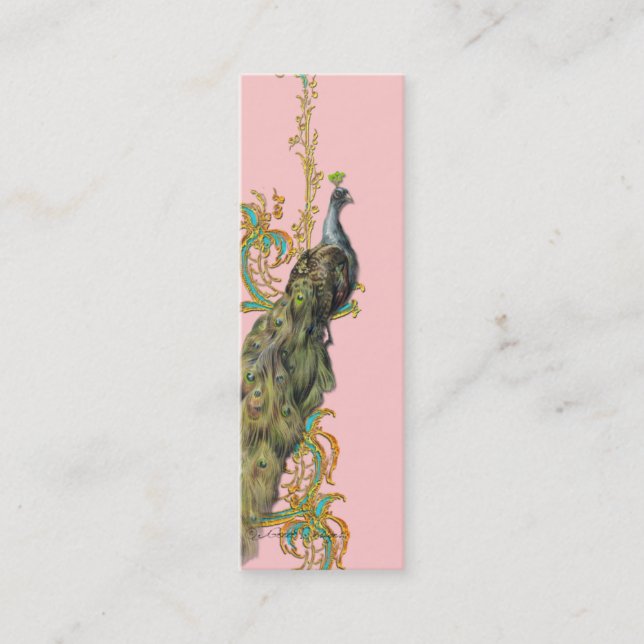 Carte de profil/d'entreprise Peacock Gold Filigree (Devant)