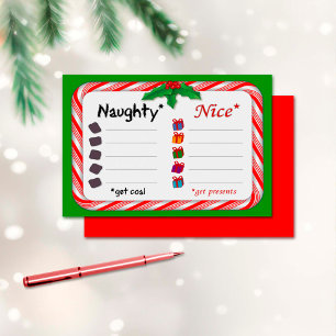 Carte de profil Naughty ou Nice 3,5 pouces x 2,5 p