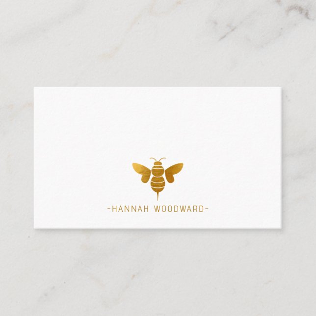 Carte de profil personnalisée Metallic Gold Bee (Devant)