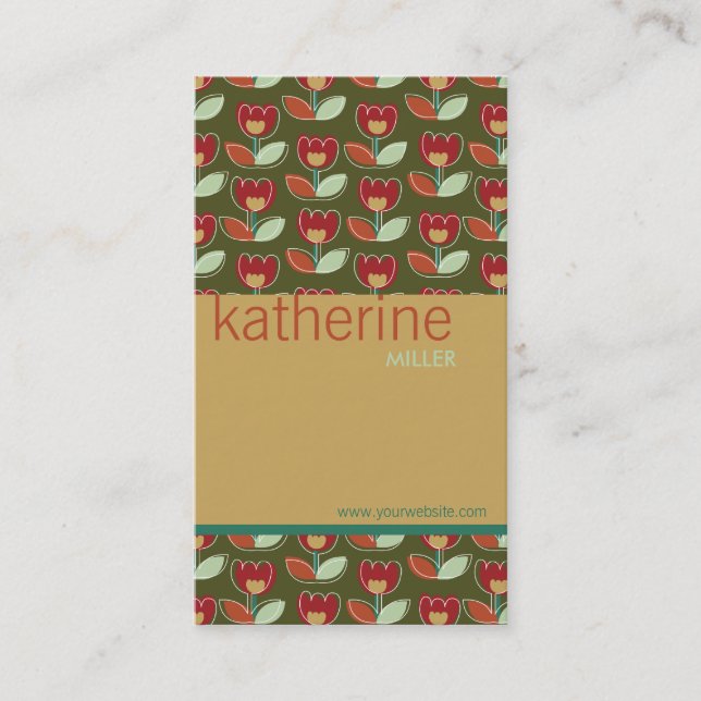 Carte de profil personnalisée Modèle Retro Tulips (Devant)