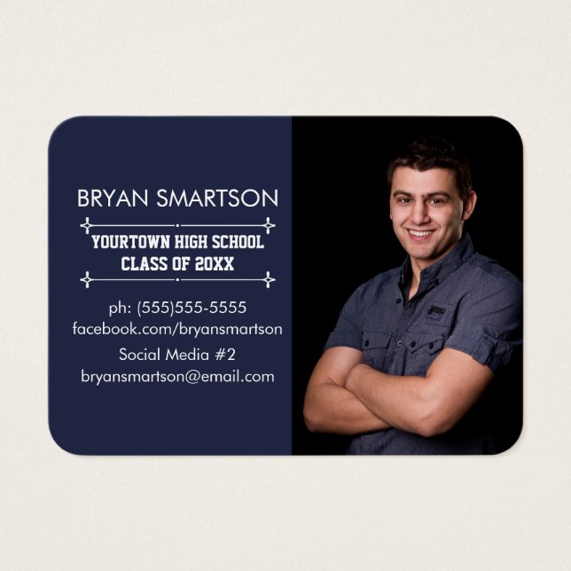 Carte de profil photo de la Marine Blue Graduation (Devant)