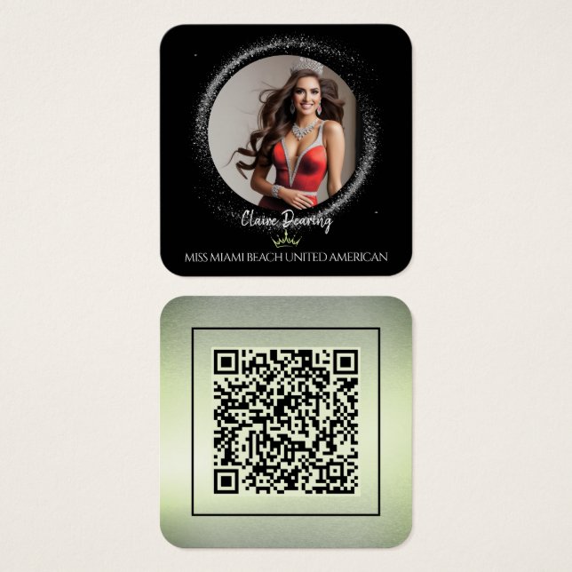 Carte de profil photo Emerald Dust QR Code (Devant & derrière)