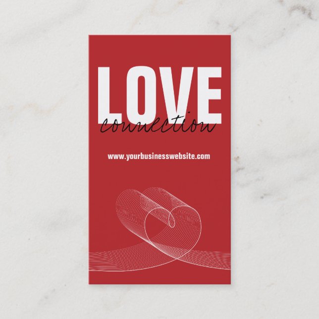 Carte de profil simple moderne Red Loopy Love Hear (Devant)