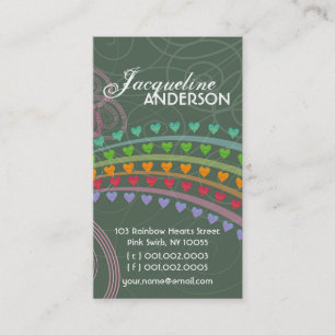 Carte de profil Whimsical Rainbow Hearts Pink Swir