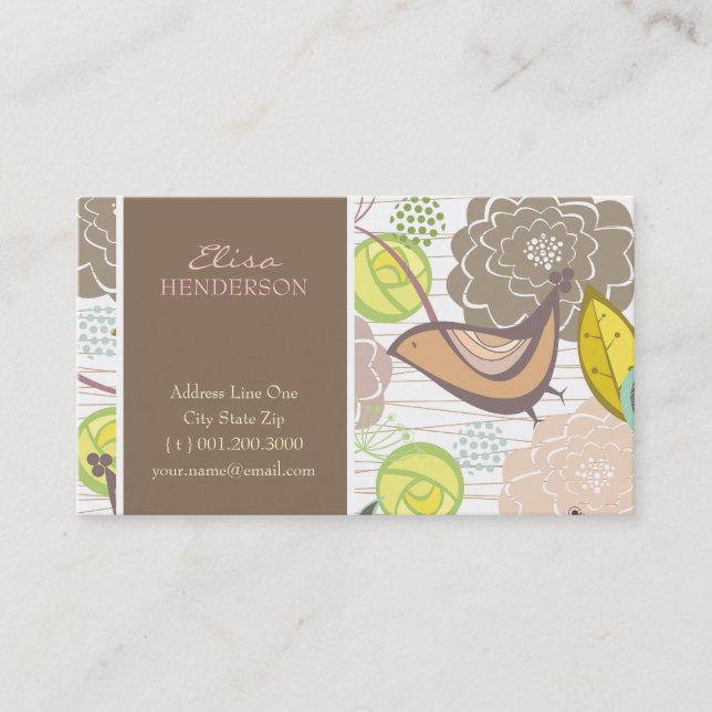 Carte de profil Whimsical Sweet Birds & Floral Gar (Devant)