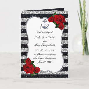 Carte de programme Ancre marine Silver Black Strip