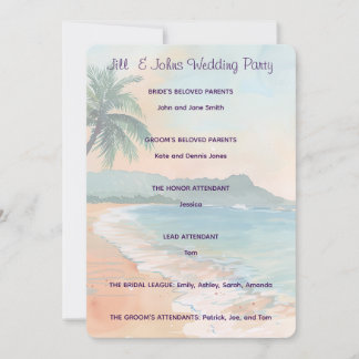 Carte de Programme de Cérémonie de Mariage Tropica