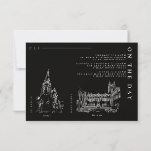 Carte de Programme de Détails de Mariage Noir Mode