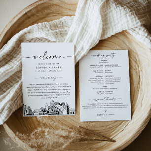 Carte de programme de mariage à plat 5x7 avec vue