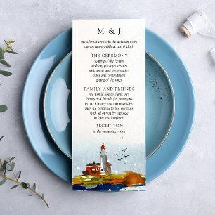 Carte de Programme de Mariage "Au Bord de la Mer"